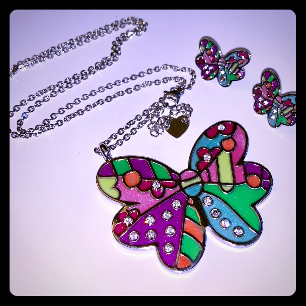 Stainless steel Necklace & earrings Vitro